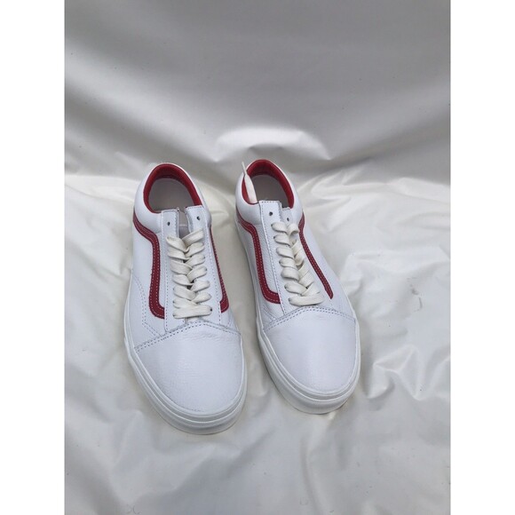 Vans Lace Up Mens Size 10.5 Women’s 12 Red & White Casual Leather - Picture 1 of 7